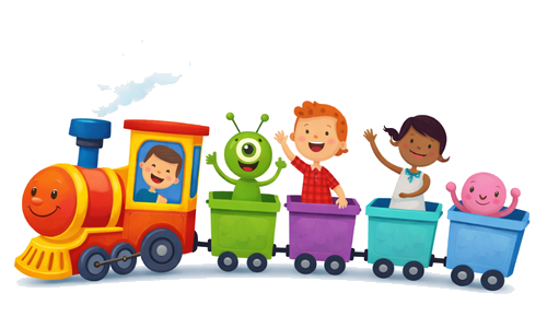 Kids on a fun train
